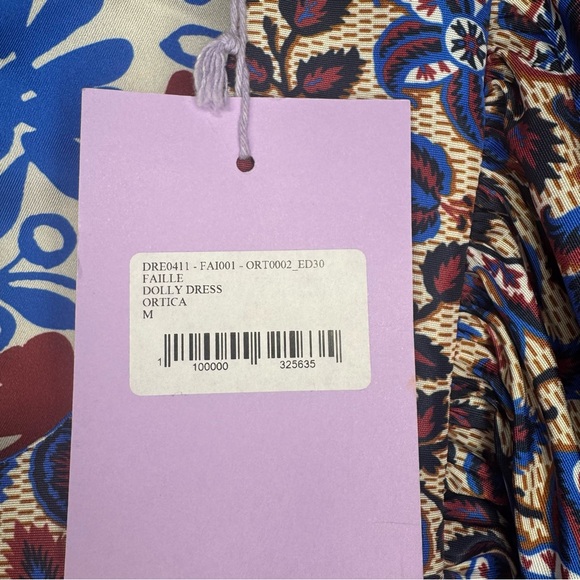 La Double J Dolly Floral Ortica Blue Print Puff Sleeve A Line Dress - Picture 13 of 15